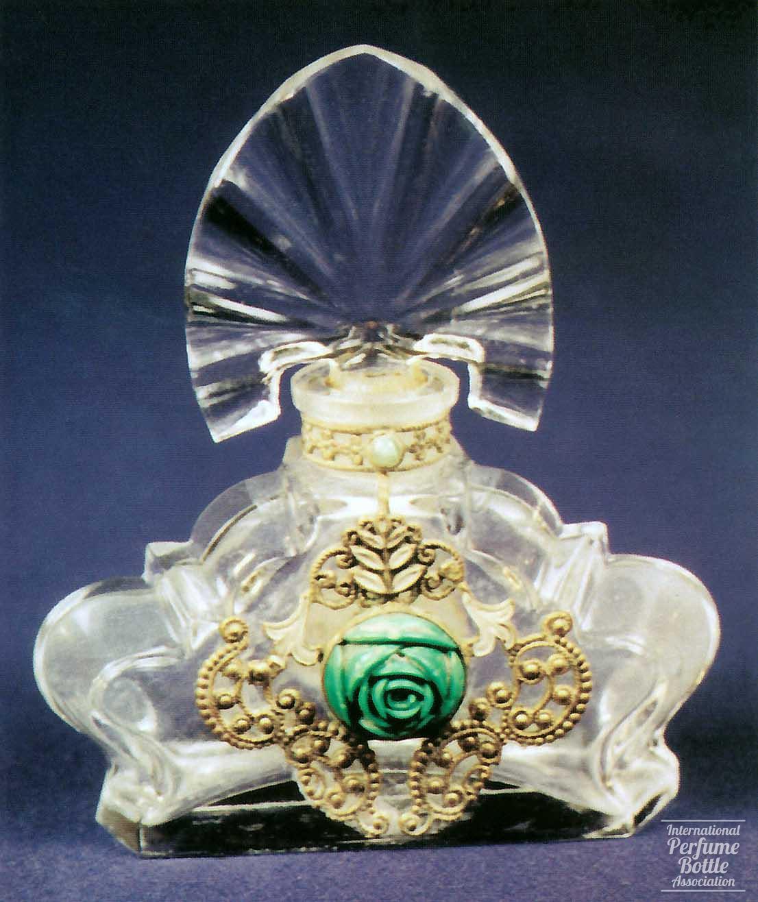 Jeweled Czech With Green Glass Flower