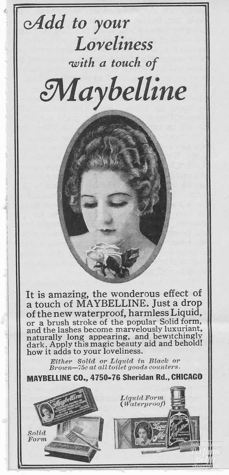 Mascara by Maybelline Advertisement - 1925
