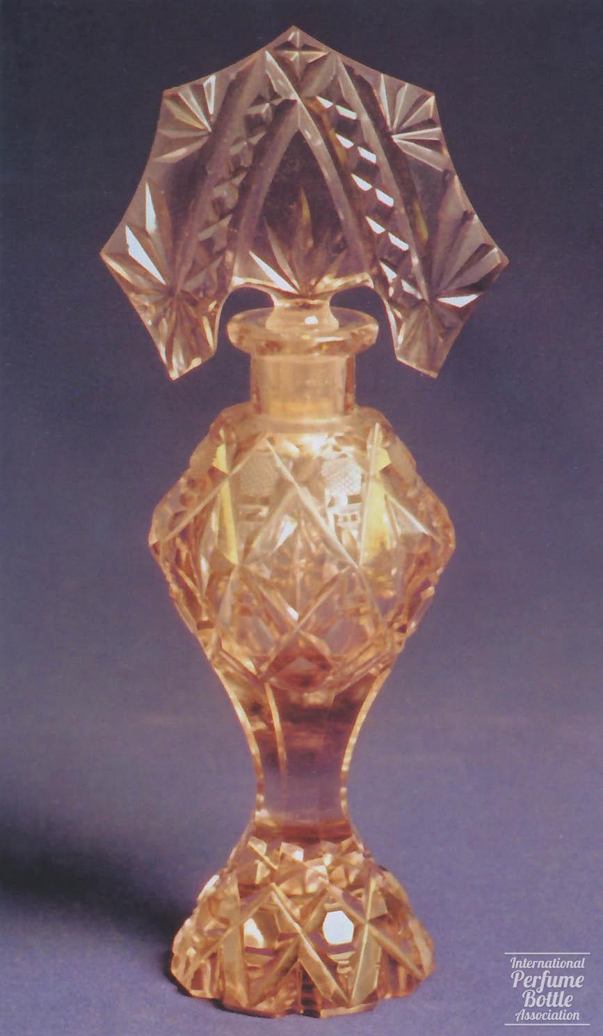 Peach Czech Bottle With Tiara Stopper