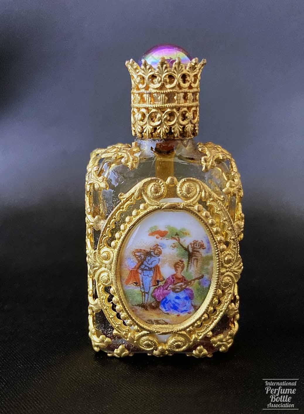 Czech Mini Bottle With Courting Couple Medallion
