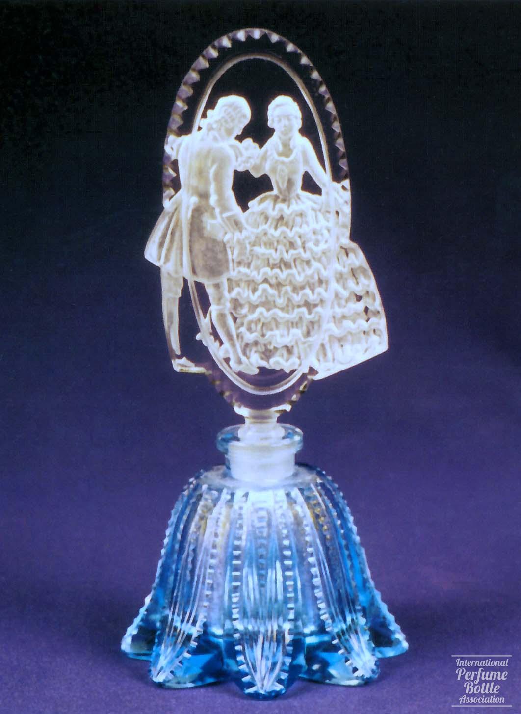 Blue Czech Bottle With Courting Couple