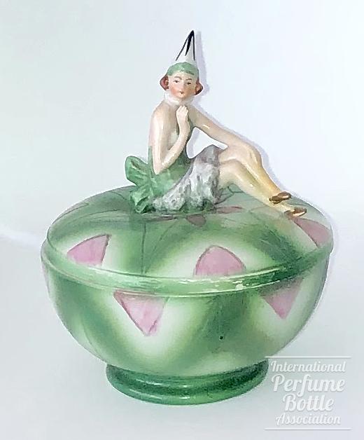Harlequin Figural Powder Jar