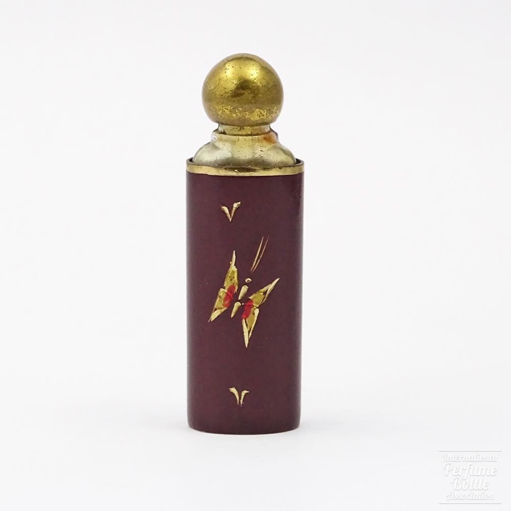 Scent Bottle in Metal Case With Butterfly