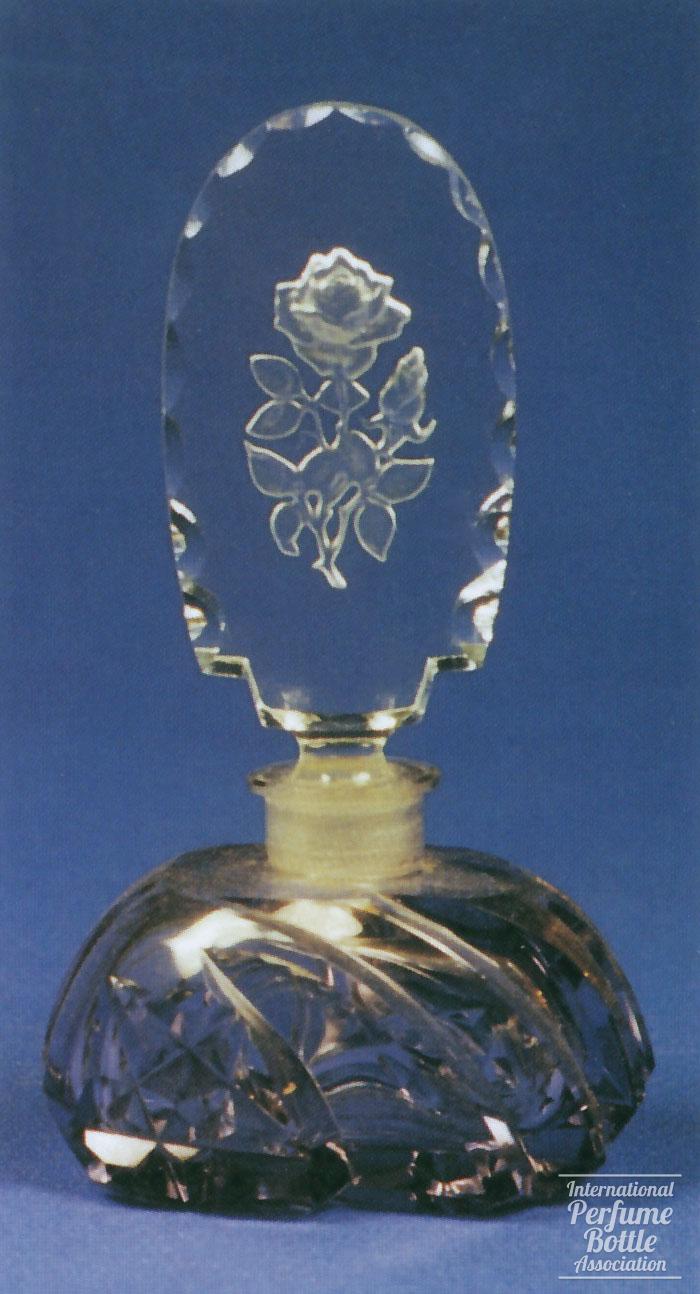 Violet Crystal Bottle With Clear Floral Stopper