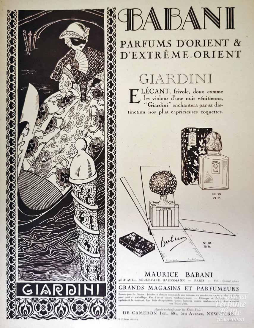 "Giardini" by Babani Advertisement - 1924