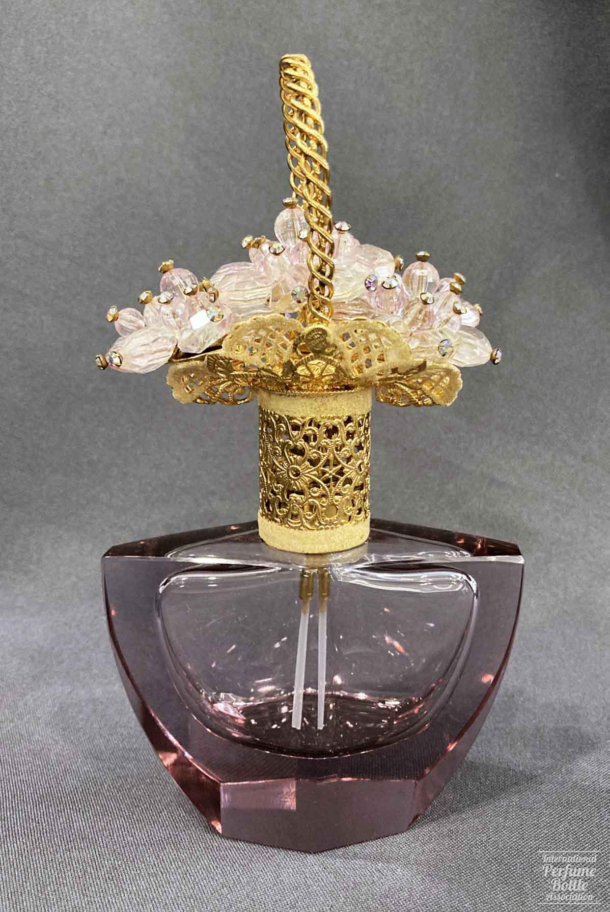 Pink Jewel Top Atomizer With Flower Basket Cover
