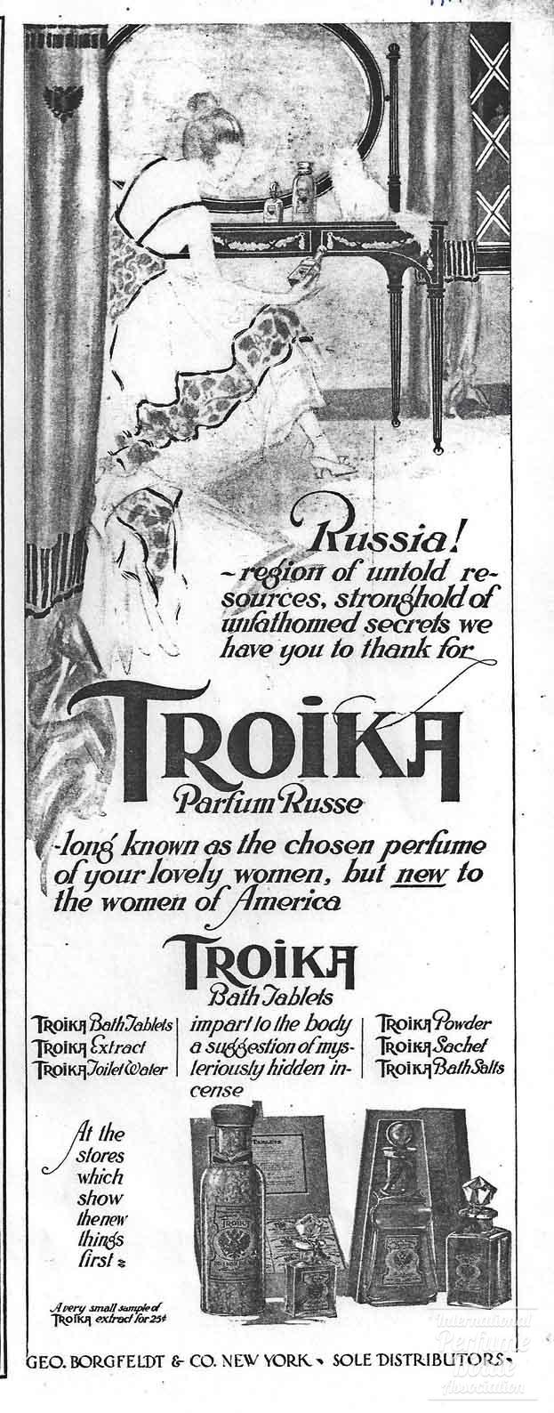 "Troika" by Parfum Russe Advertisement - 1917