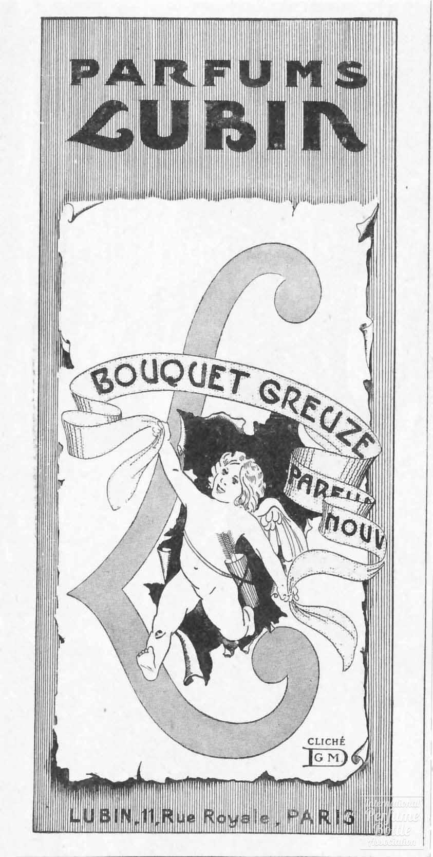 "Bouquet Greuze" by Lubin Advertisement - 1909