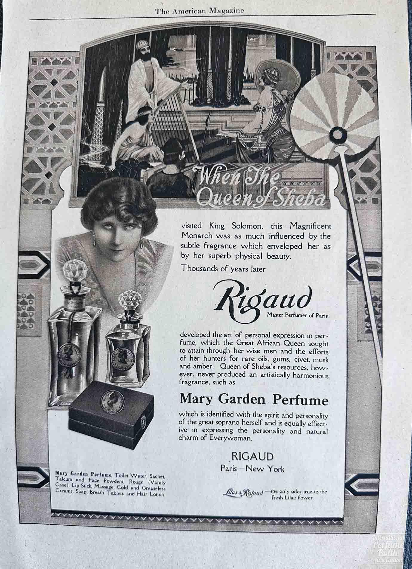 "Mary Garden" by Rigaud Advertisement - 1916