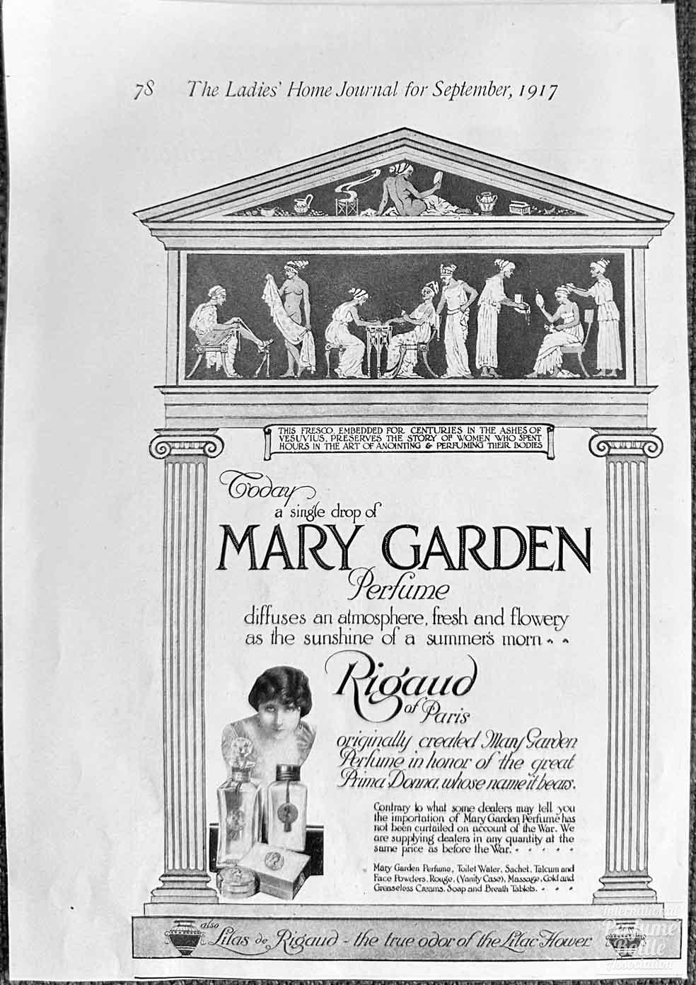 "Mary Garden" by Rigaud Advertisement - 1917