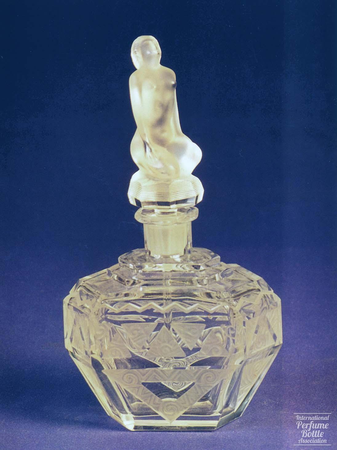 Art Deco Bottle With Kneeling Nude Stopper by Schlevogt