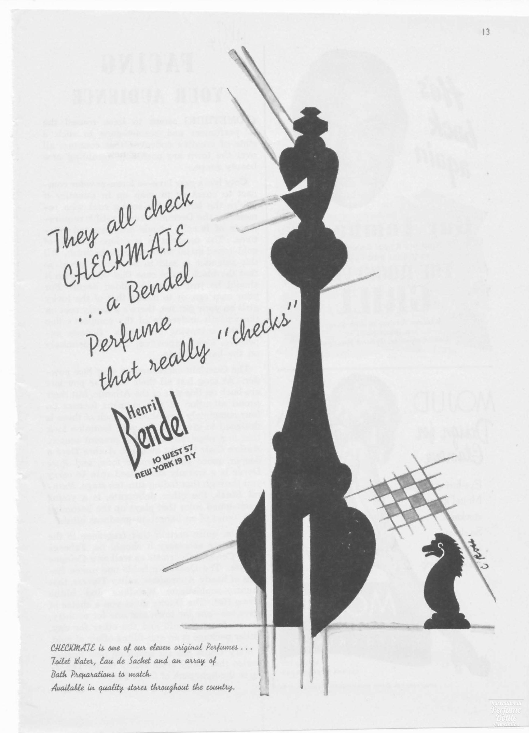 "Checkmate" by Henri Bendel Advertisement - 1947