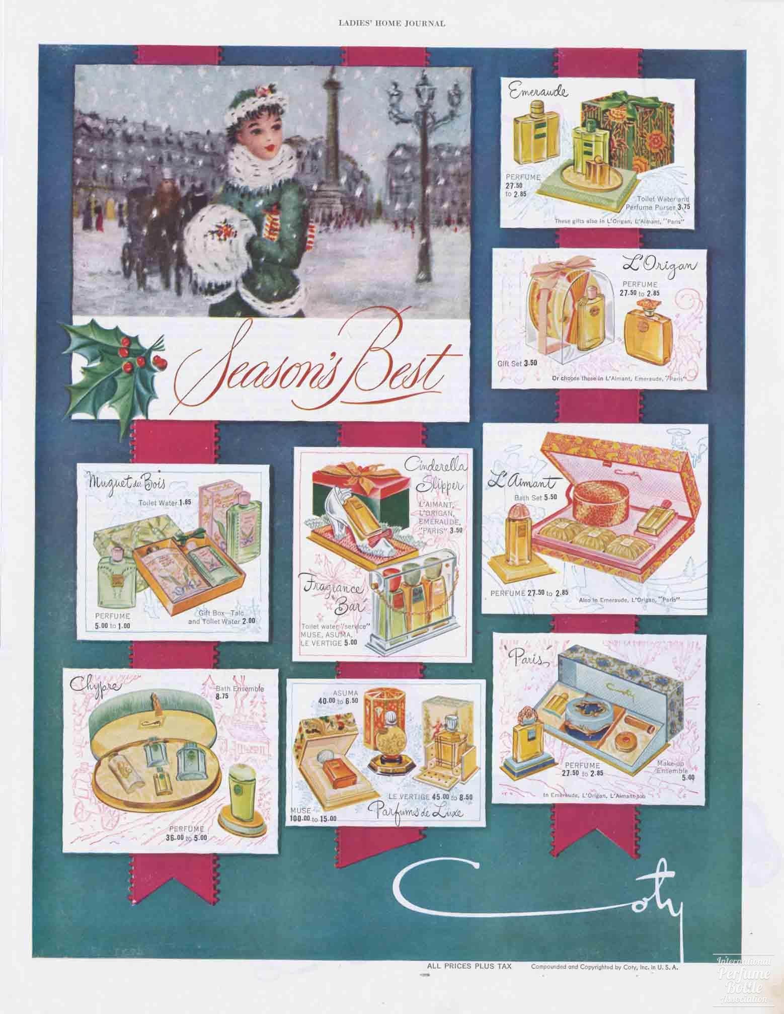 Season's Best Gift Sets by Coty Advertisement - 1949