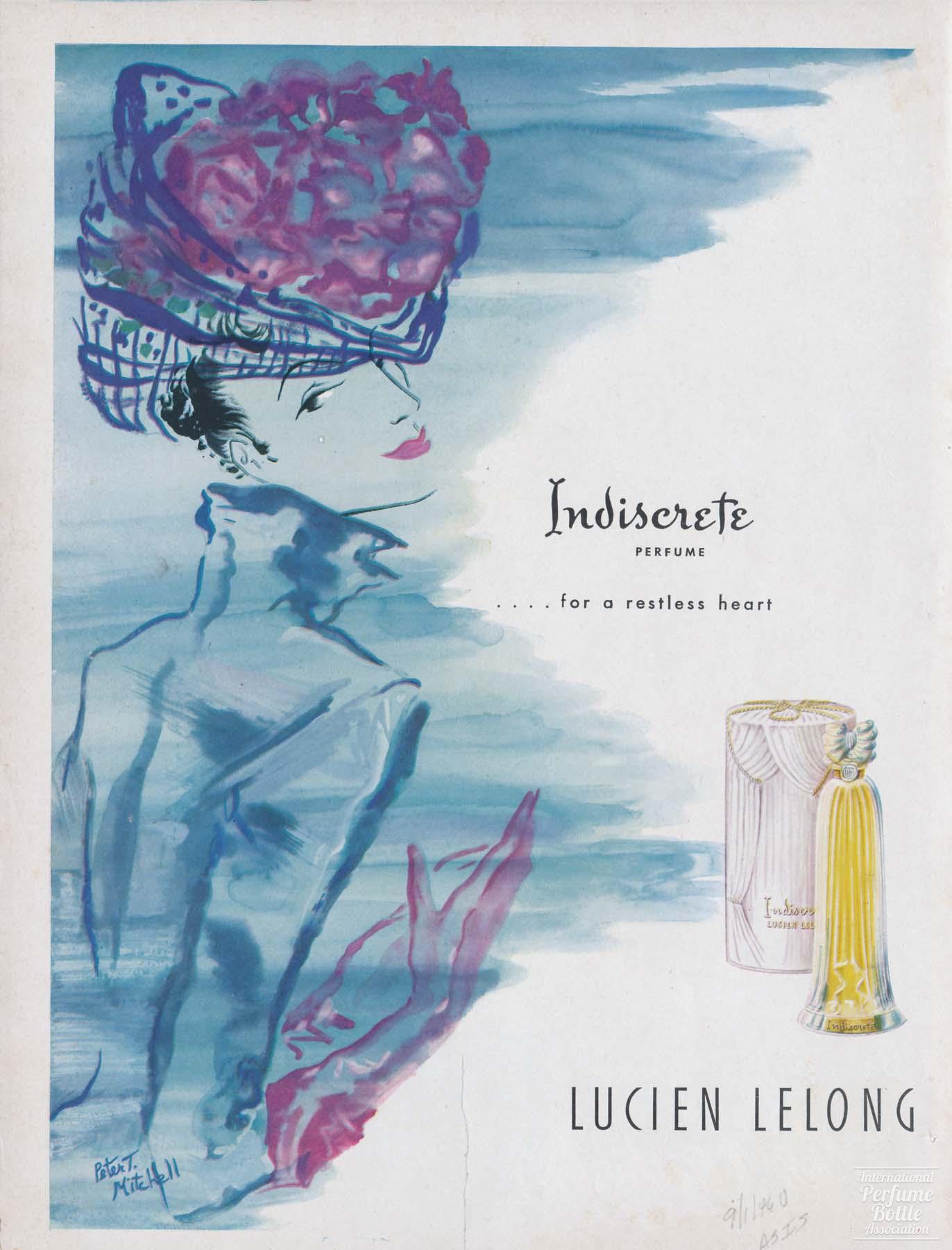 "Indiscrete" by Lucien Lelong Advertisement - 1946