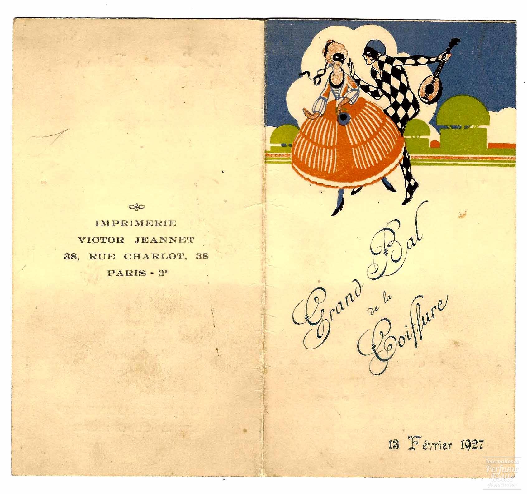 "Grand Bal a la Coiffure" Souvenir Card by Parfumerie de Val Des Roses