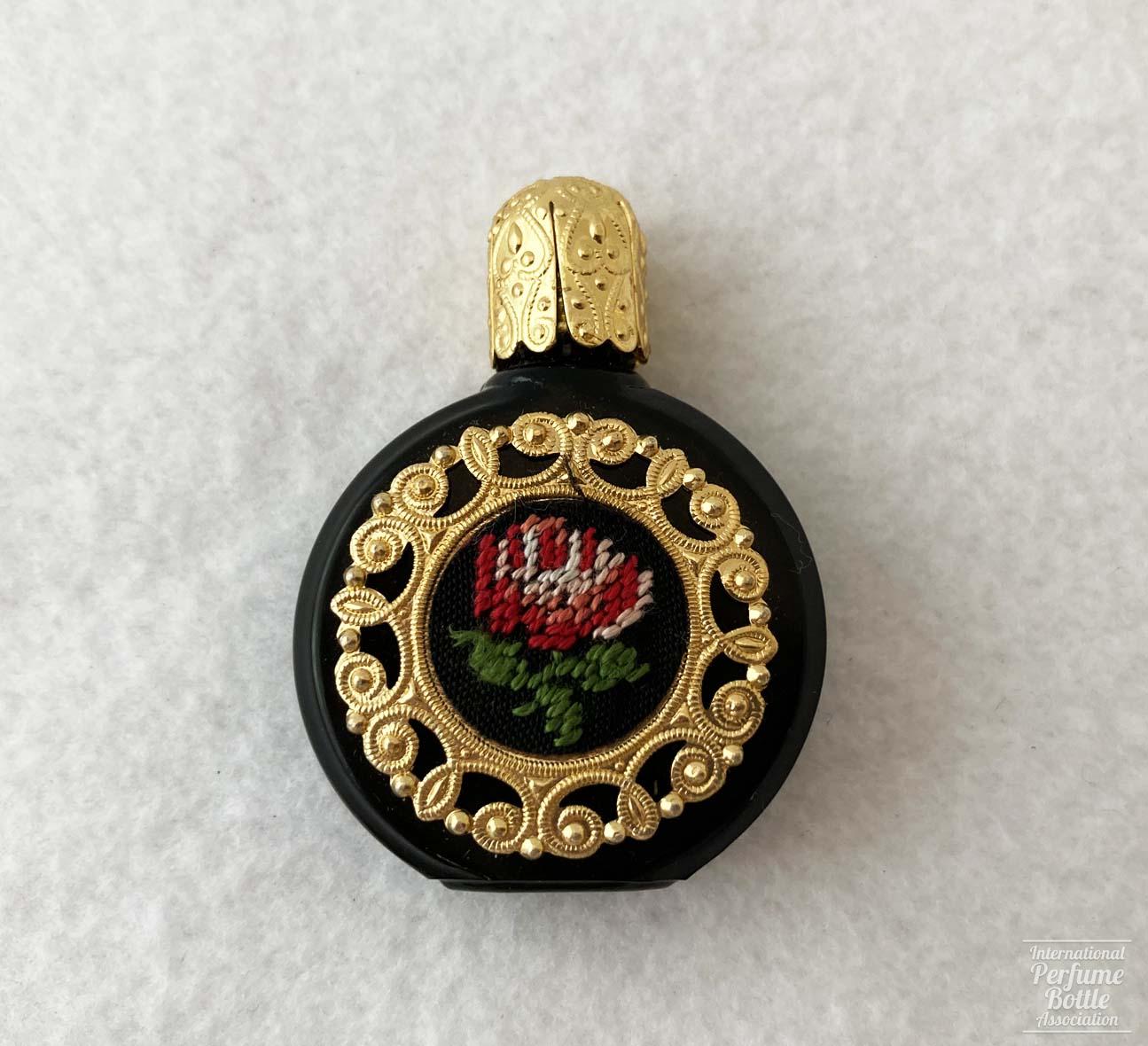 Black Glass With Petit Point Rose