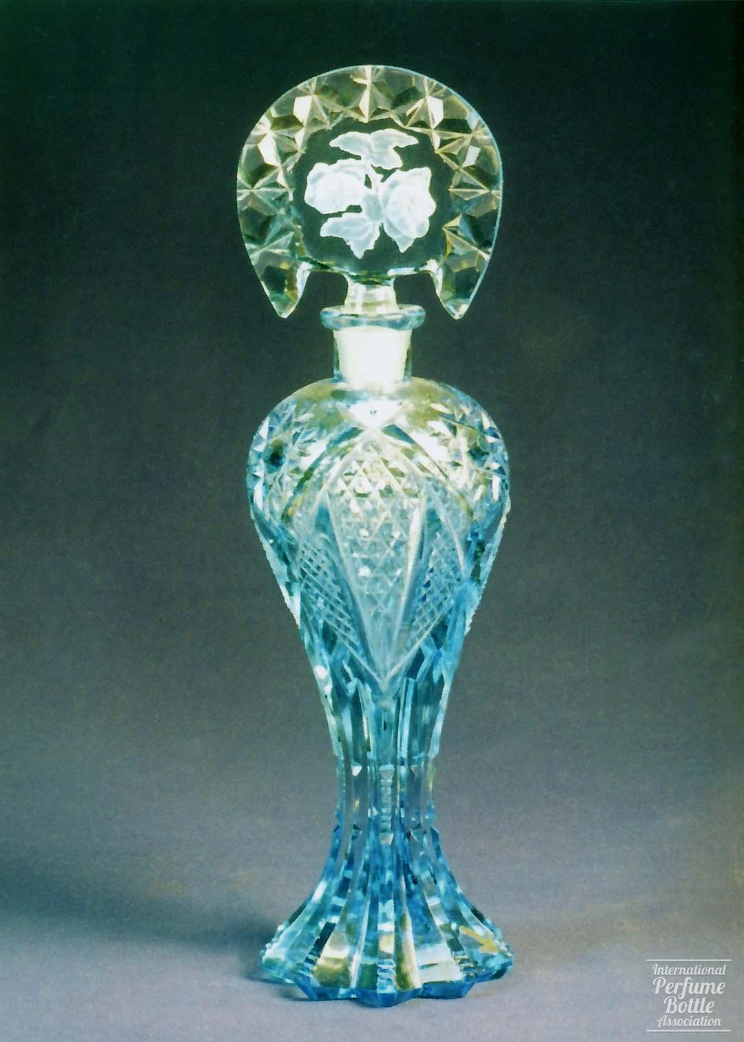 Blue Czech Bottle With Roses