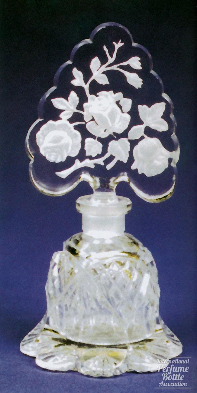 Clear Czech Bottle With Roses Stopper