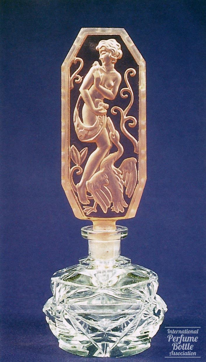 Czech Bottle With Pink Leda and the Swan