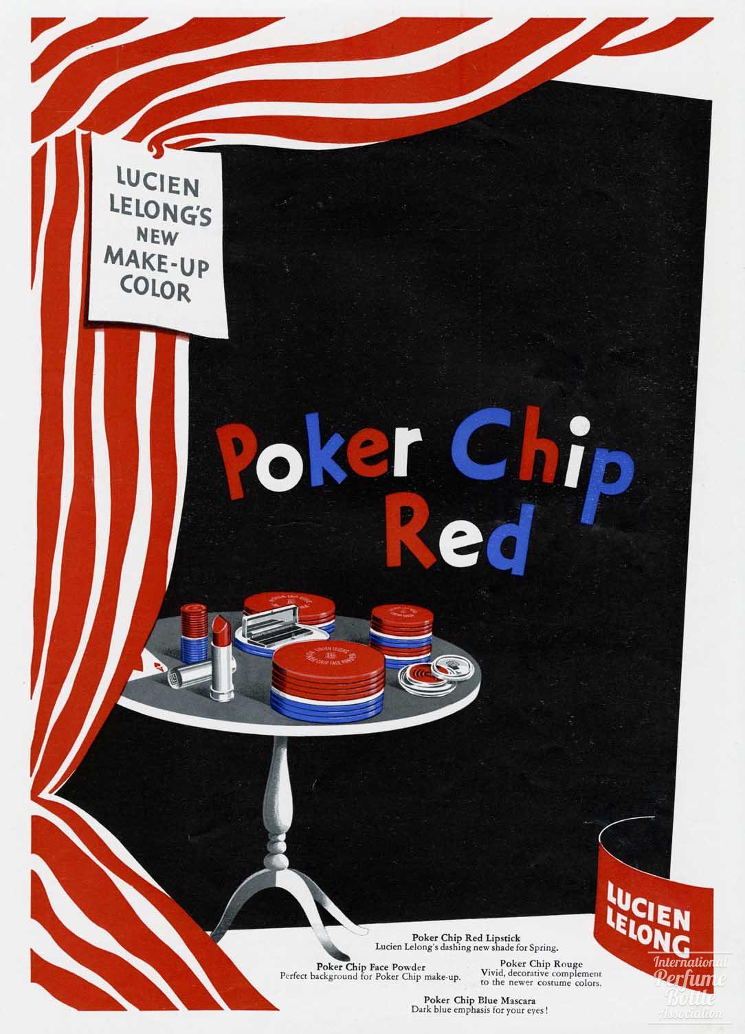 "Poker Chip Red" by Lucien Lelong Advertisement - 1940