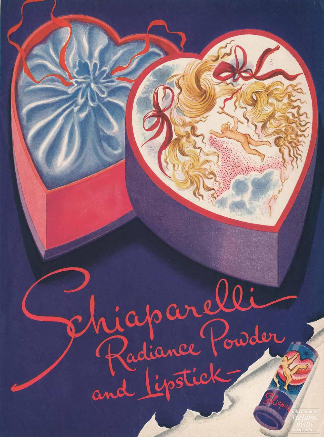 "Radiance" Powder and Lipstick by Schiaparelli Advertisement - 1945