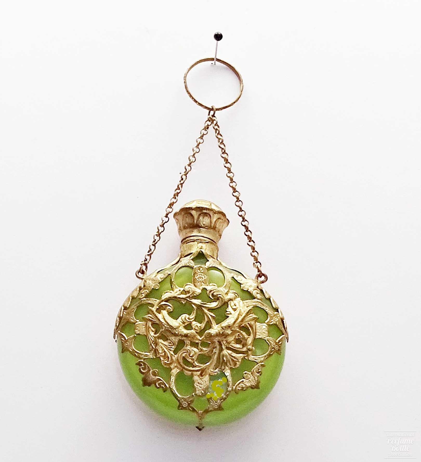 Green Opaline Bottle With Love Birds