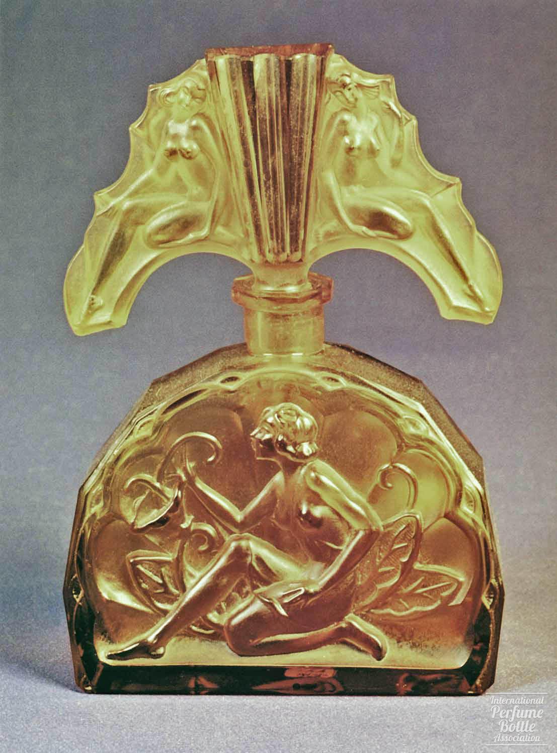 Amber Czech Bottle With Nudes, Ingrid Line by Schlevogt