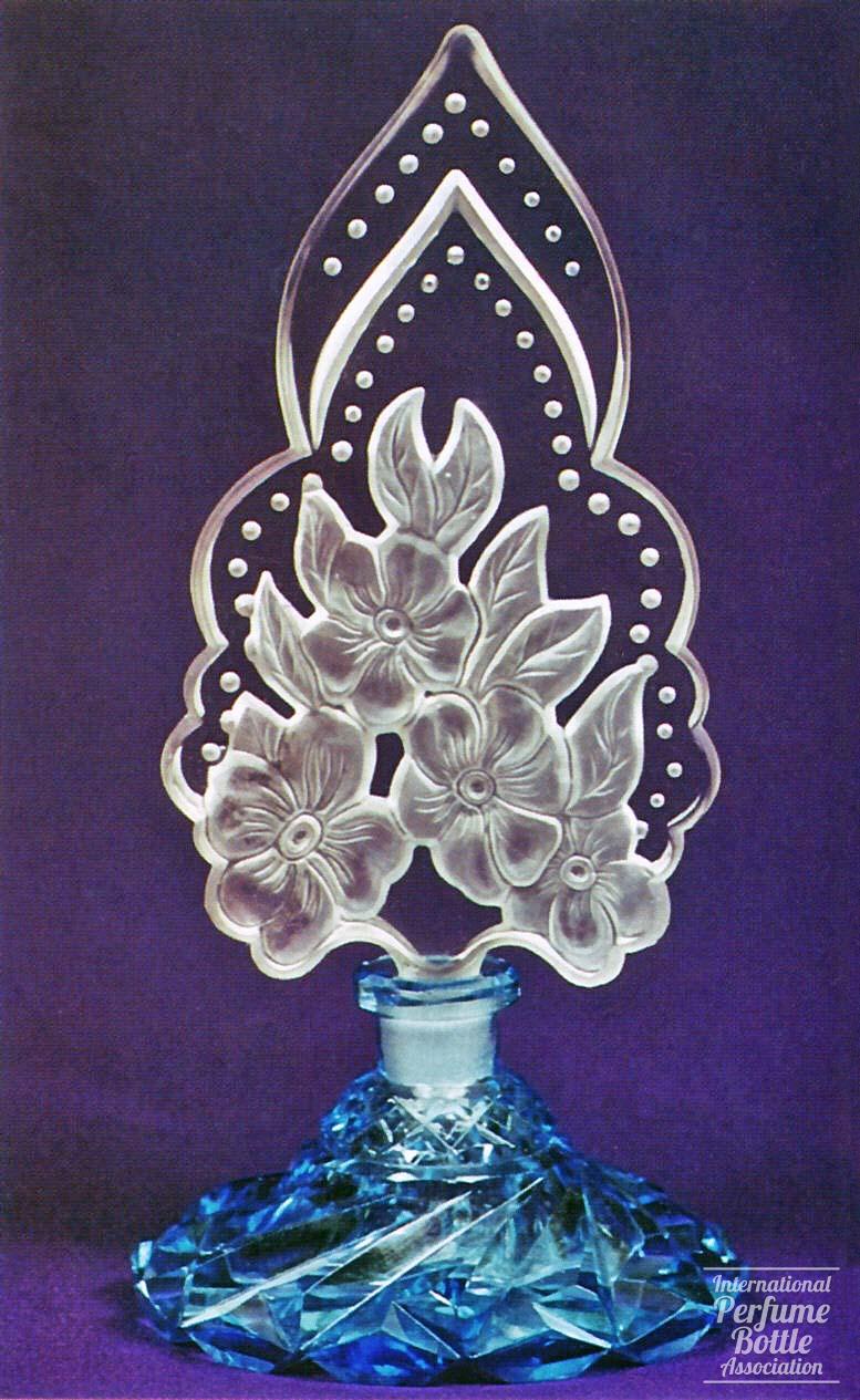 Blue Czech With Floral Spire Stopper