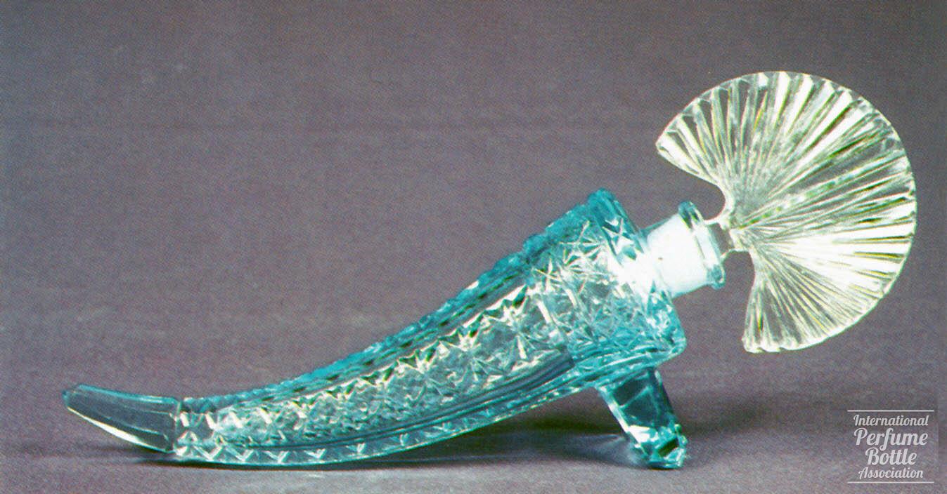 Blue Czech Bottle of Scimitar Form