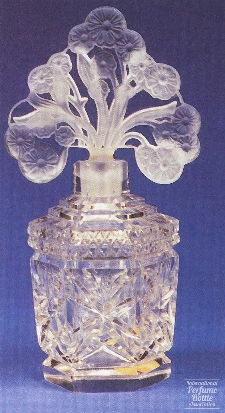 Crystal Bottle With Frosted Floral Stopper