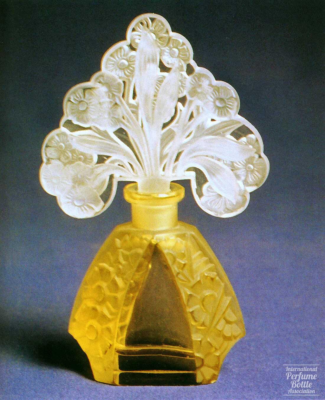 Yellow Bottle With Frosted Floral Stopper