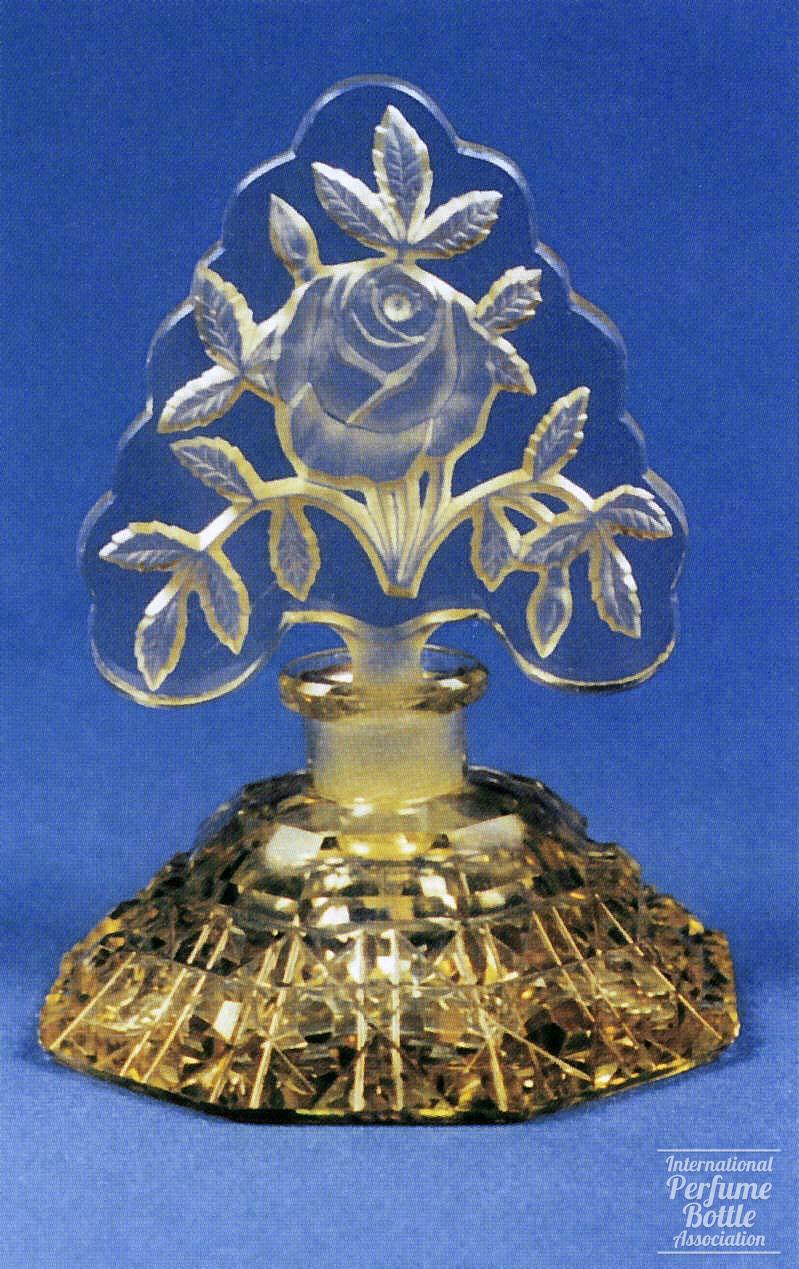 Yellow Bottle With Rose Tiara Stopper