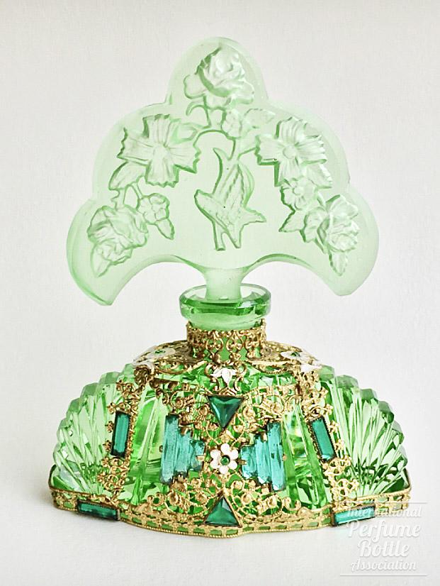 Jeweled Green Czech With Tiara Stopper